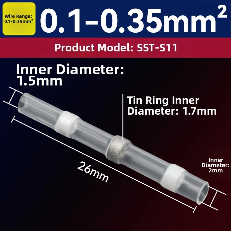 Heat Shrink Solder Connectors 100 Pieces with Integrated Solder and Thermoplastic for Long Term Wire Protection