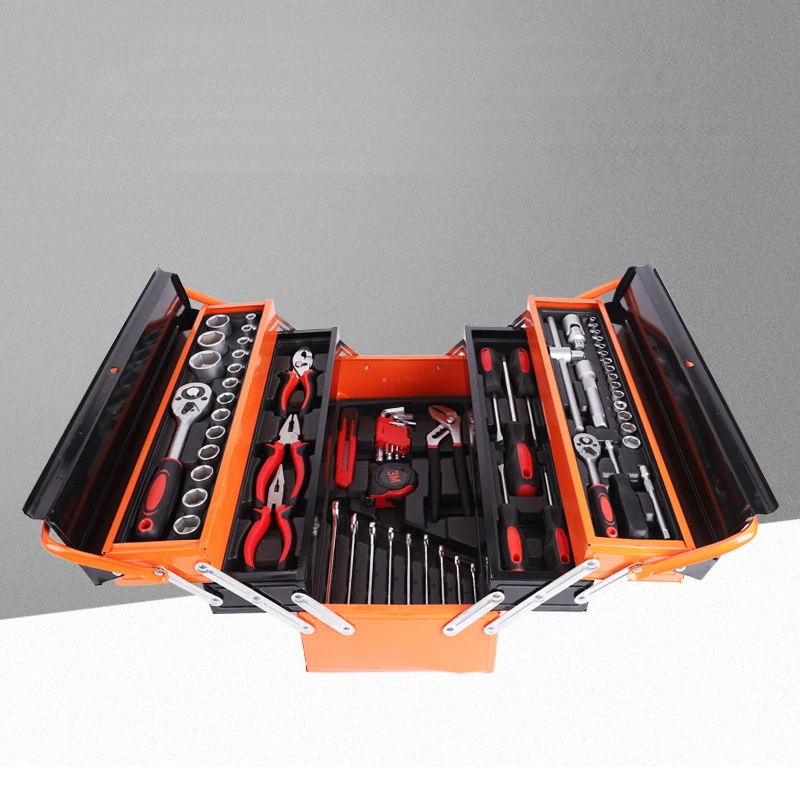 Hot Sale Universal 168-piece Iron Box Tool Set 3-layer Hand Carry Hardware Kit Auto Repair Ratchet Wrench Locker