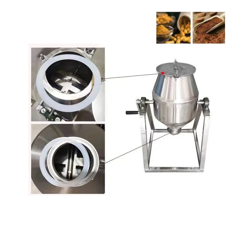 5L  Manual Rotary Drum Powder Mixer Nail Powder Mixing Machine 360 Degree