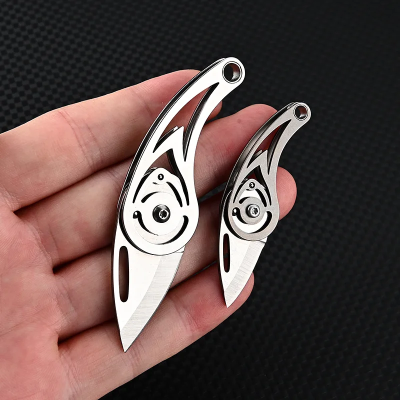 Mini D2 Steel Titanium Conch Knife Stainless Steel Folding Sharp Knife Carry Key Chain Pendant Unpacking Express Tool Gift