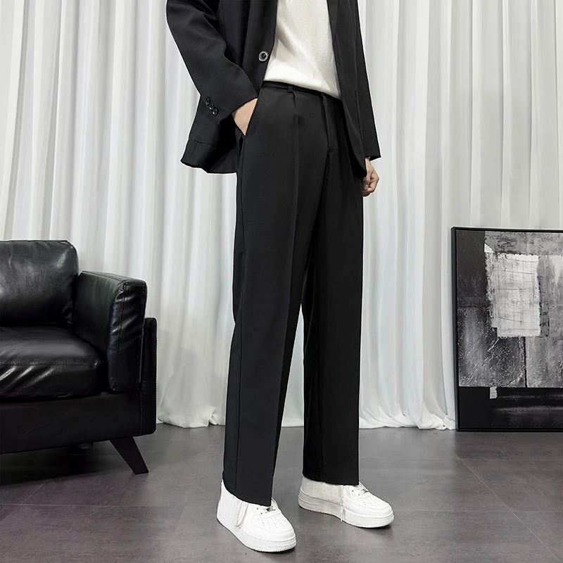 

Straight Baggy Male Suit Trousers Black Plus Big Size Work Wear Korean Reviews Many Clothing Summer 2025 Cheap Men's Suits Pants