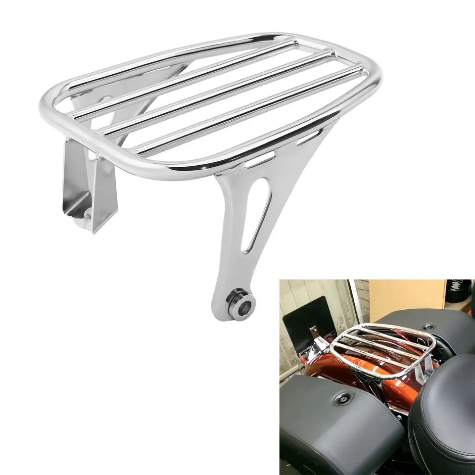 

Chrome/Black Solo Luggage Mount Rack For Harley Street Bob 114 FXBBS 2021-2024 Softail Slim FLSL 2018 2019 2020 WITH SOLO SEAT