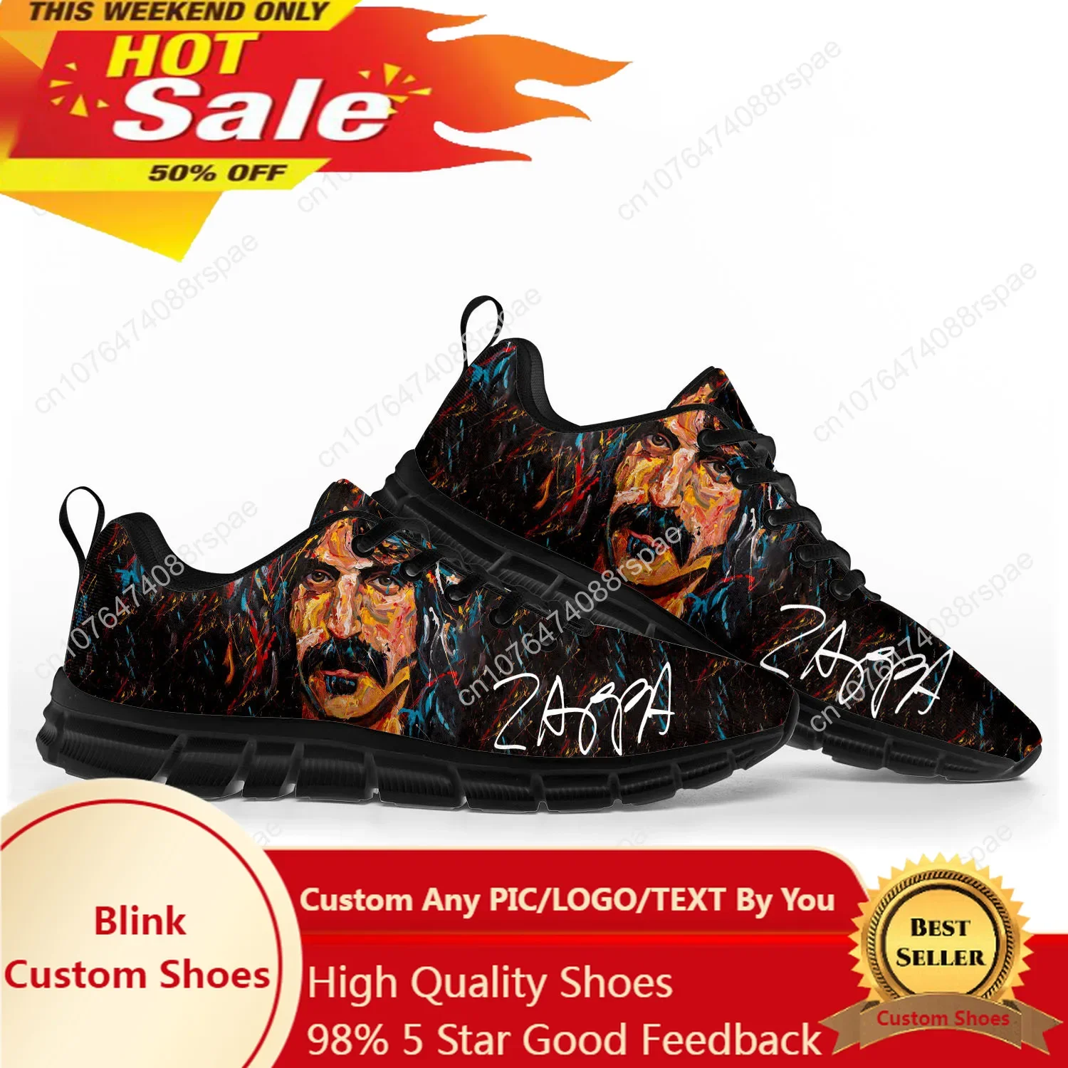 Frank Zappa Rock Musician Sports Shoes Mens Womens Teenager Kids Children Sneakers Casual Custom High Quality Couple Shoes Black