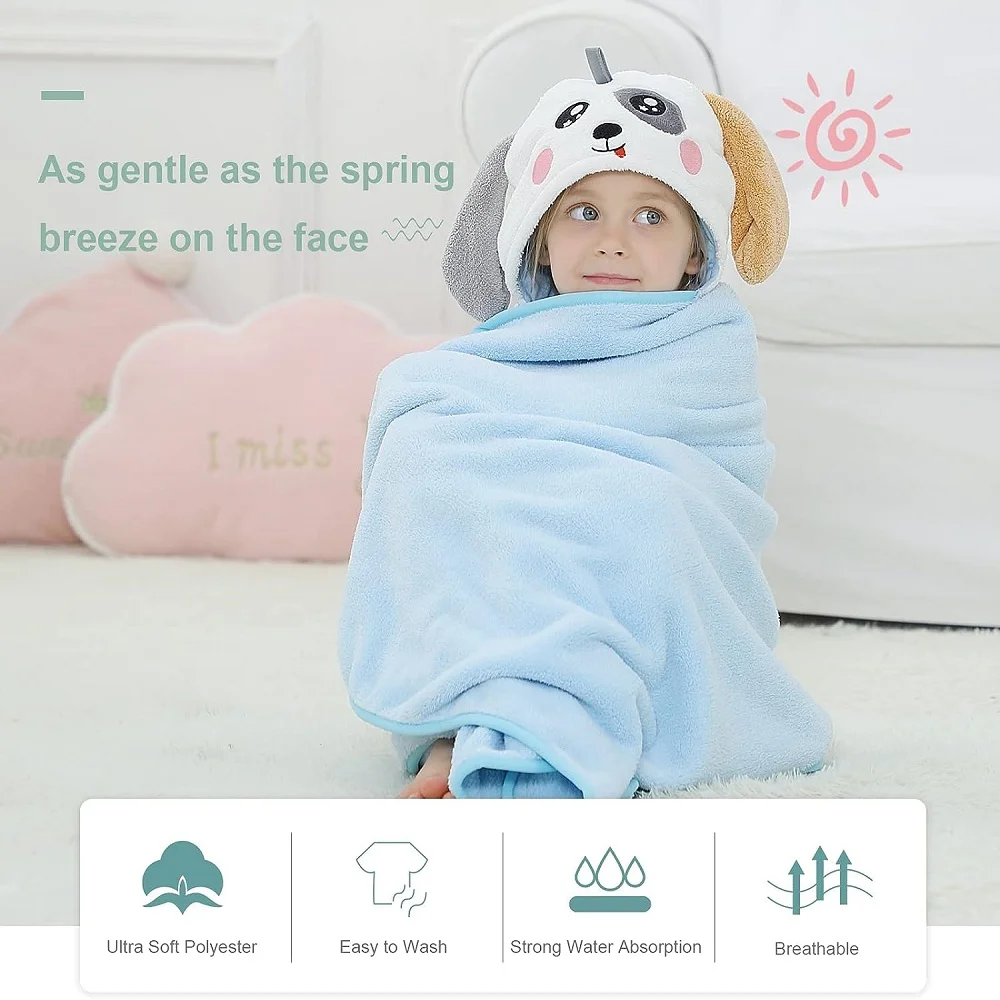 MICHLEY Unisex Cute Hooded Bath Baby Towel Hood Newborn White Bathrobe Shower For Kids Boy Girls Animal Face Infant Blanket 0-9T