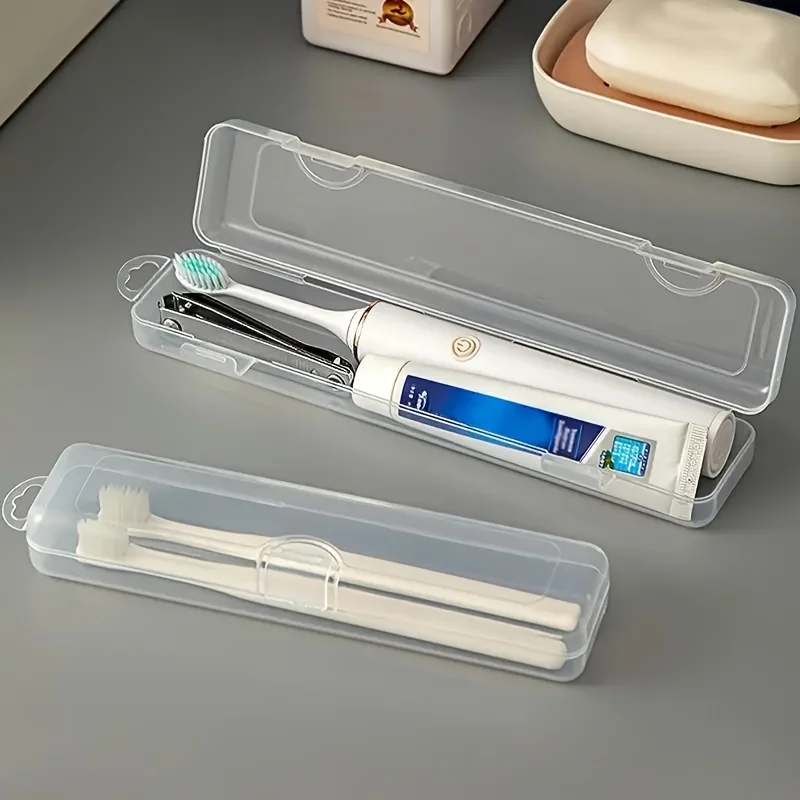 1pc Portable Transparent Toothbrush Case for Travel and Business Trips, Electric Toothbrush Storage Box