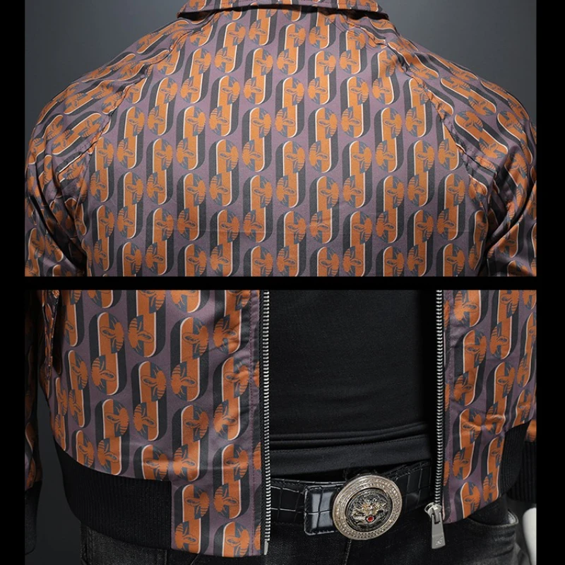 سترة رجالية فاخرة مطبوعة بياقة مقلوبة سترات منفوخة للأعمال ملابس رجالية معاطف غير رسمية ملابس خروج اجتماعية ملابس رجالية #5