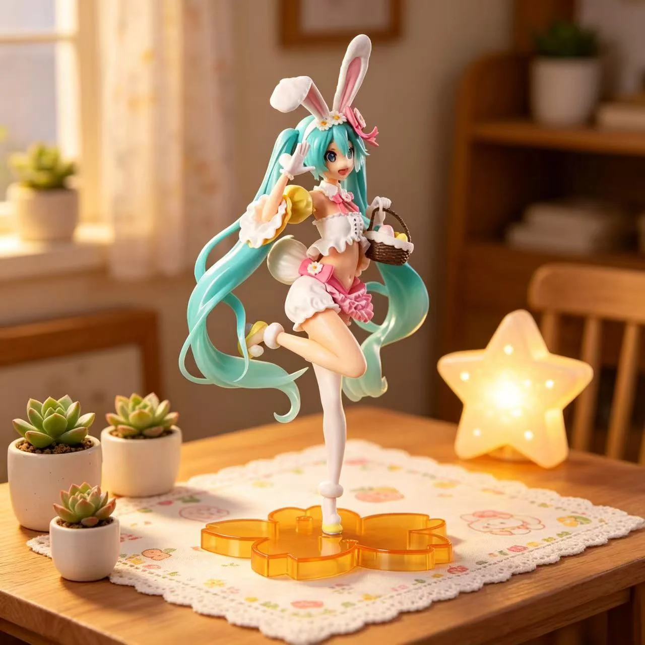 Heiße Hatsune Miku Anime-Figur Kawaii PVC-Modell Actionfiguren Hasenohren Sammlerstücke Weihnachtsspielzeug Geschenke