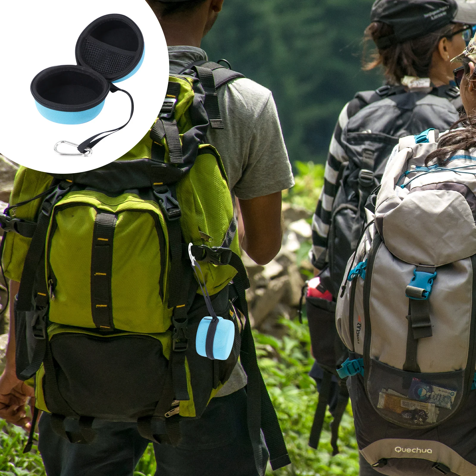 

Speaker Storage Bag Sky Blue Portable Outdoor Travel With Carabiner Hook For Mesh Interlayer Design Mini Storage