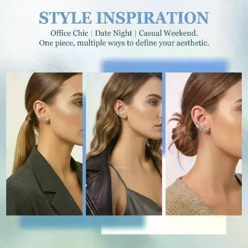 3/4Pcs Vintage Fashion Luxury Shining Angel Wings & Cross Earrings For Women And Couples Personality Ear Studs Jewelry Gifts