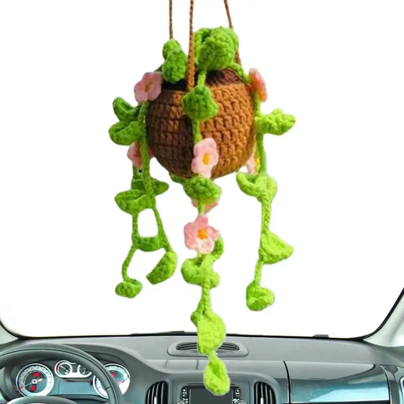 Car Plant hanger Car Dashboard Ornaments Crochet Dashboard Ornaments Cute Car Accessories For Women And Plant Lovers Enhances