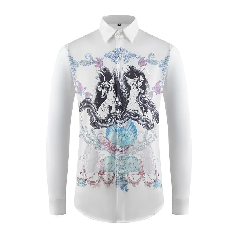 

Брендовая рубашка с длинными рукавами и 3D принтом животных, мужские роскошные повседневные рубашки в стиле ретро, облегающая уличная одежда, вечерние смокинг, блузка 2025