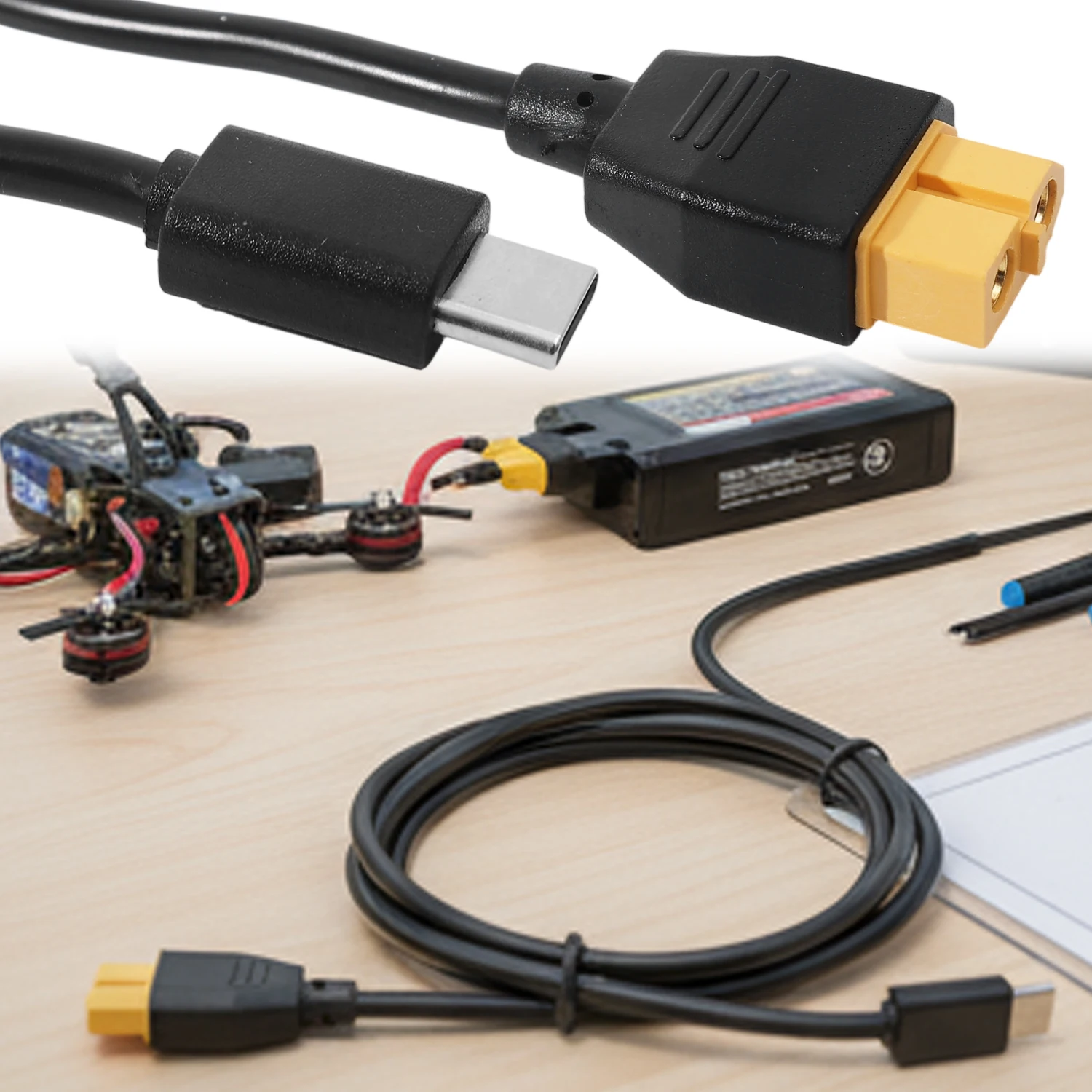 

100W High Speed USB Type C Male To XT60 Female Fast Charging Data Cables for ToolkitRC Drone Model Energy Storage Power Charger