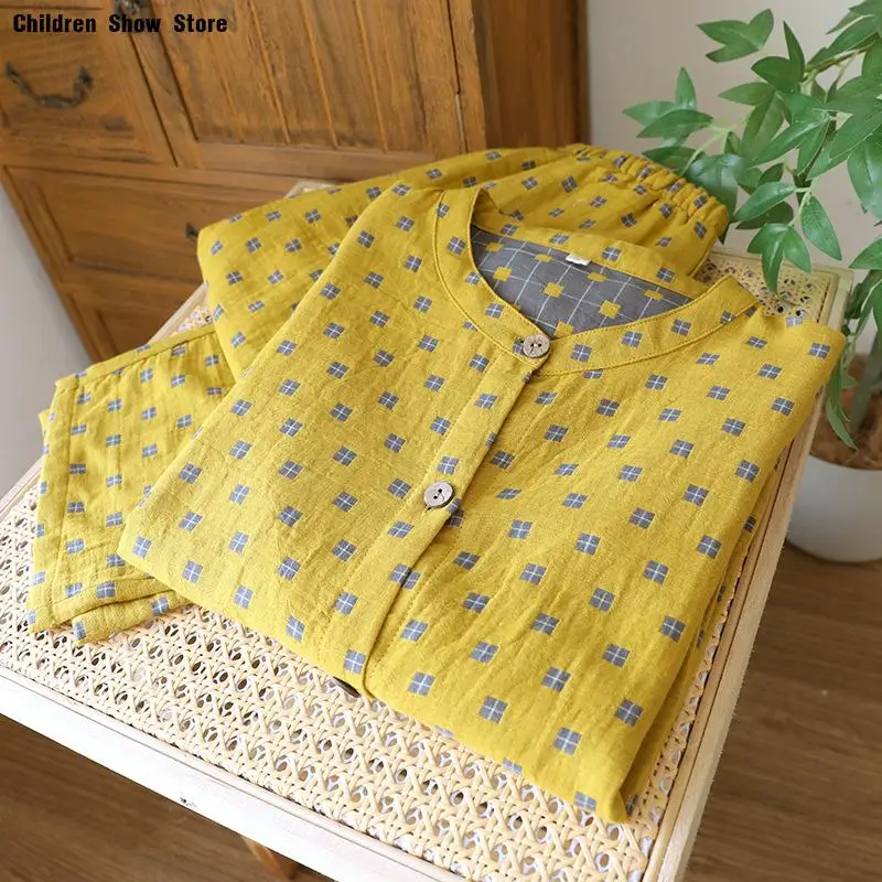 Green Dot Pajamas Suit Cotton Sleepwear Women Long Sleeve Pajamas 2Pcs Loungewear Autumn and Winter New Home Clothing Nightwear 5