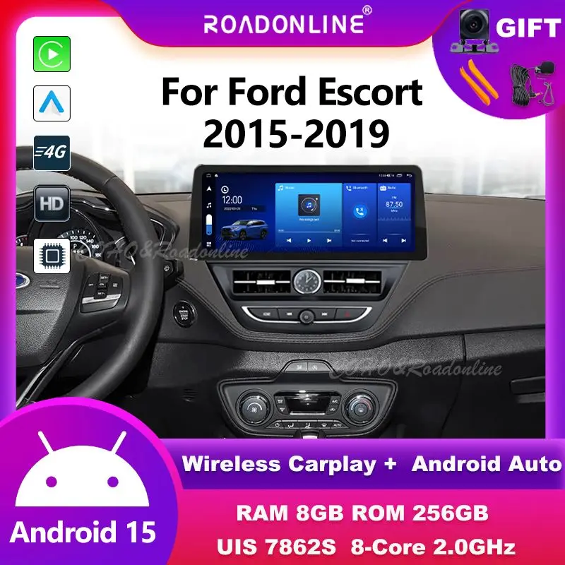 

For Ford Escort 2015-2019 12.3 screen Android 15 Octa Core 2400*896 8+256G Car Multimedia Player Stereo Receiver Radio