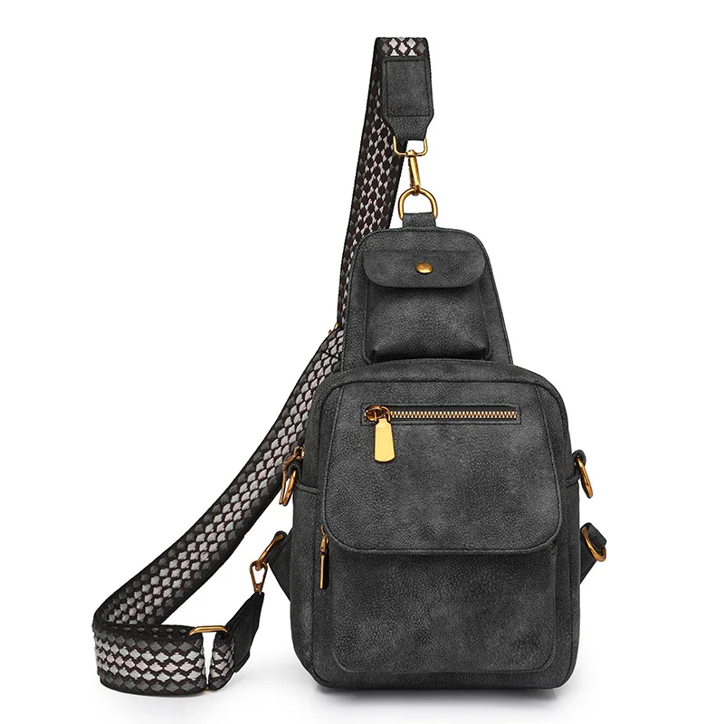 Multifunctional Retro Chic PU Soft Leather Crossbody Bag Multiple Zippered Pockets Versatile for Leisure and Sports Chest Pack