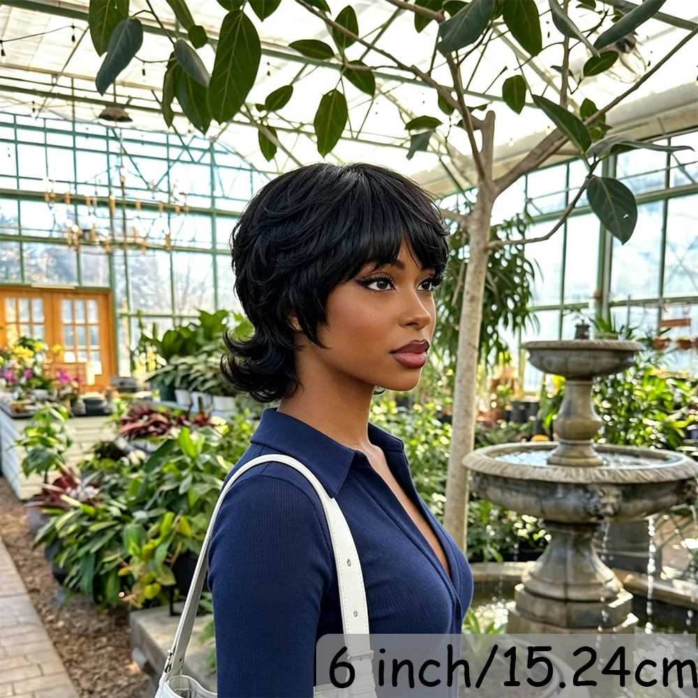 Wig Wanita Hitam Model Wolf Cu - Human Hair Wigs ulasan dan harga