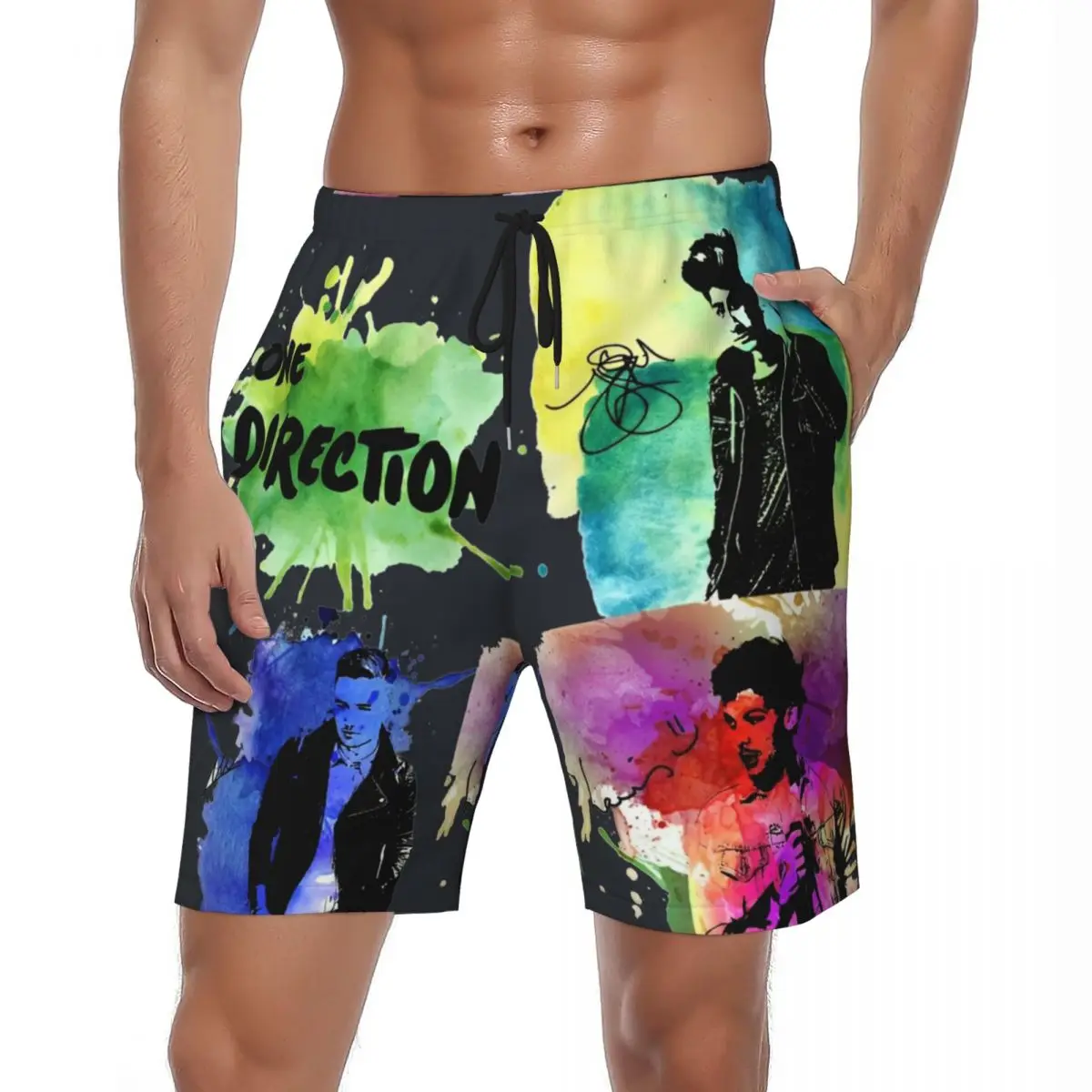 

Шорты с логотипом 1D Ones Music And Directions, летние пляжные шорты для серфинга в стиле рок-группы, мужские быстросохнущие пляжные плавки на Гавайях