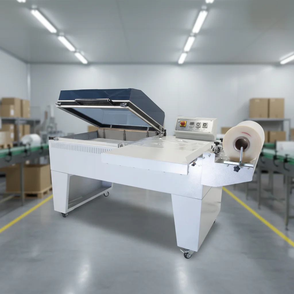 Semi Automatic Manual Large Chamber 2 in 1 Onestep Heat Shrink Film Wrapping Packing Machines for Case Box