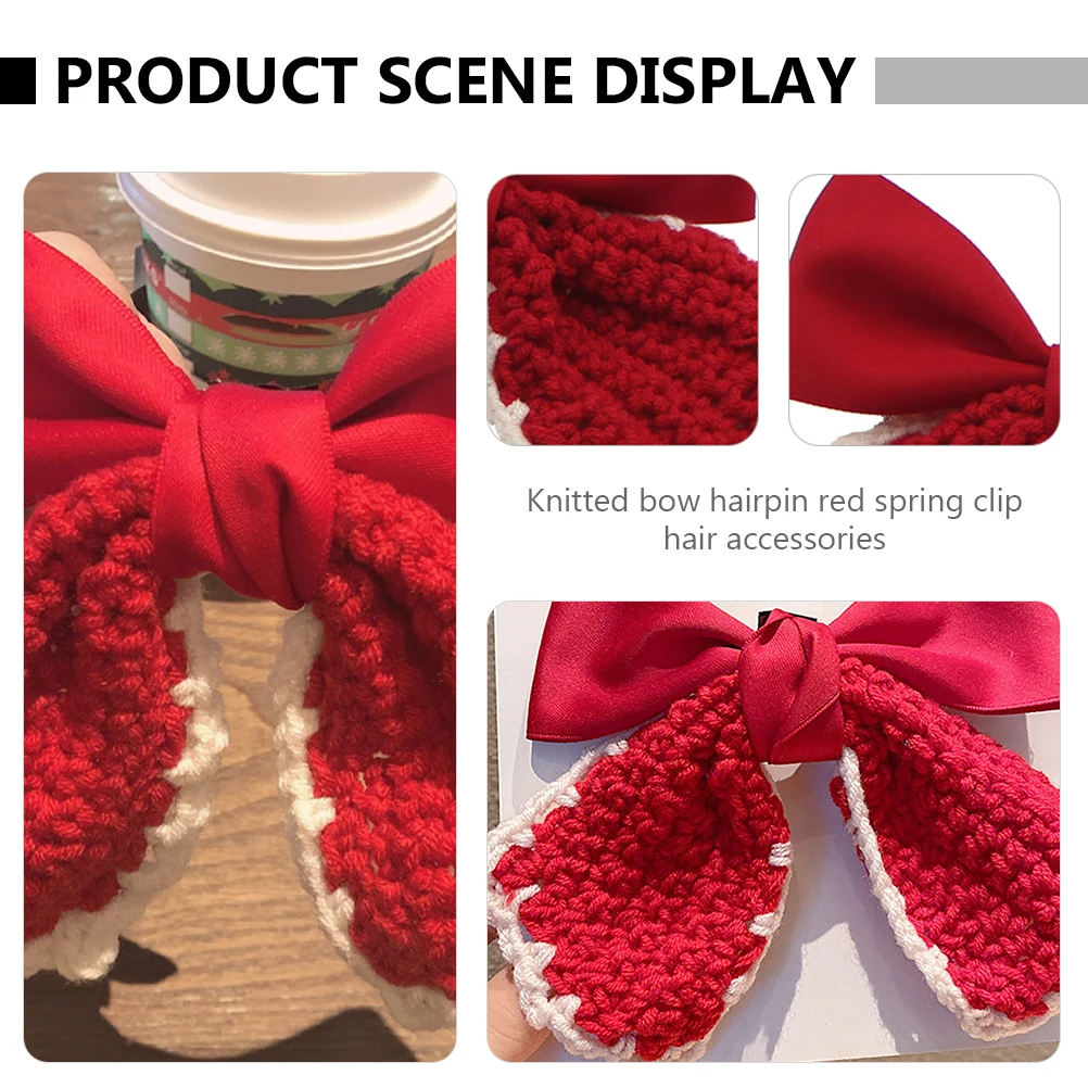 

1pc Xmas Bowknot Hair Clip Cloth Hairpin Non-Slip Lightweight Portable Party Banquet Daily Use Bow Barrette Christmas Hair
