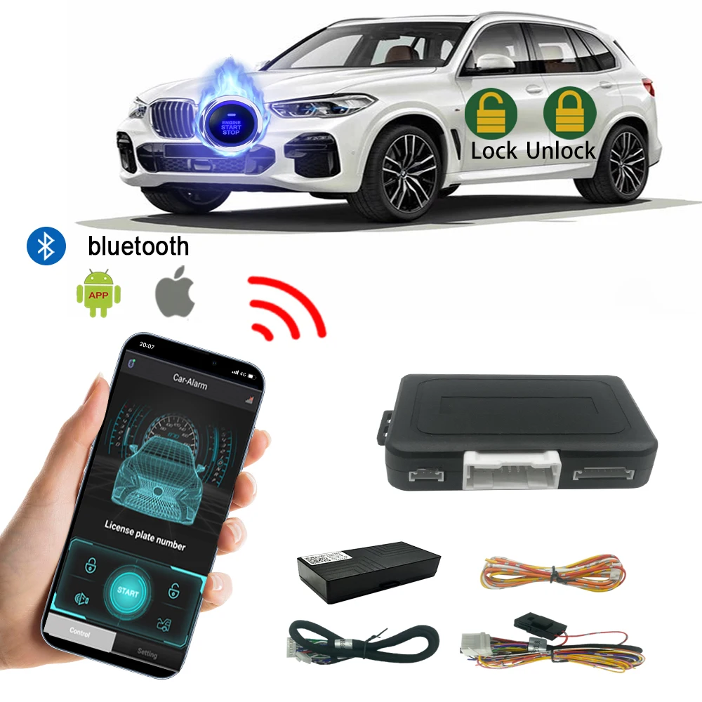 Carro dostęp bezkluczykowy Sistema de chave inteligente com início remoto e controles bluetooth controle do telefonicznego uruchamiania i