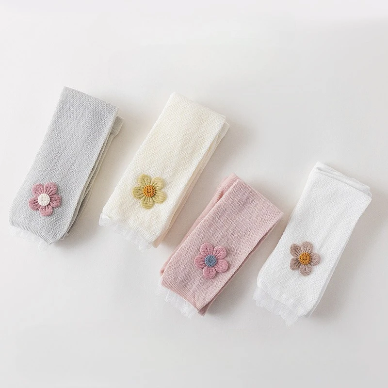 Girls' Summer Leggings Baby's Thin Mosquito Proof Mesh Flower Pants Spring and Autumn Baby's Beautiful White Outerwear Clothing