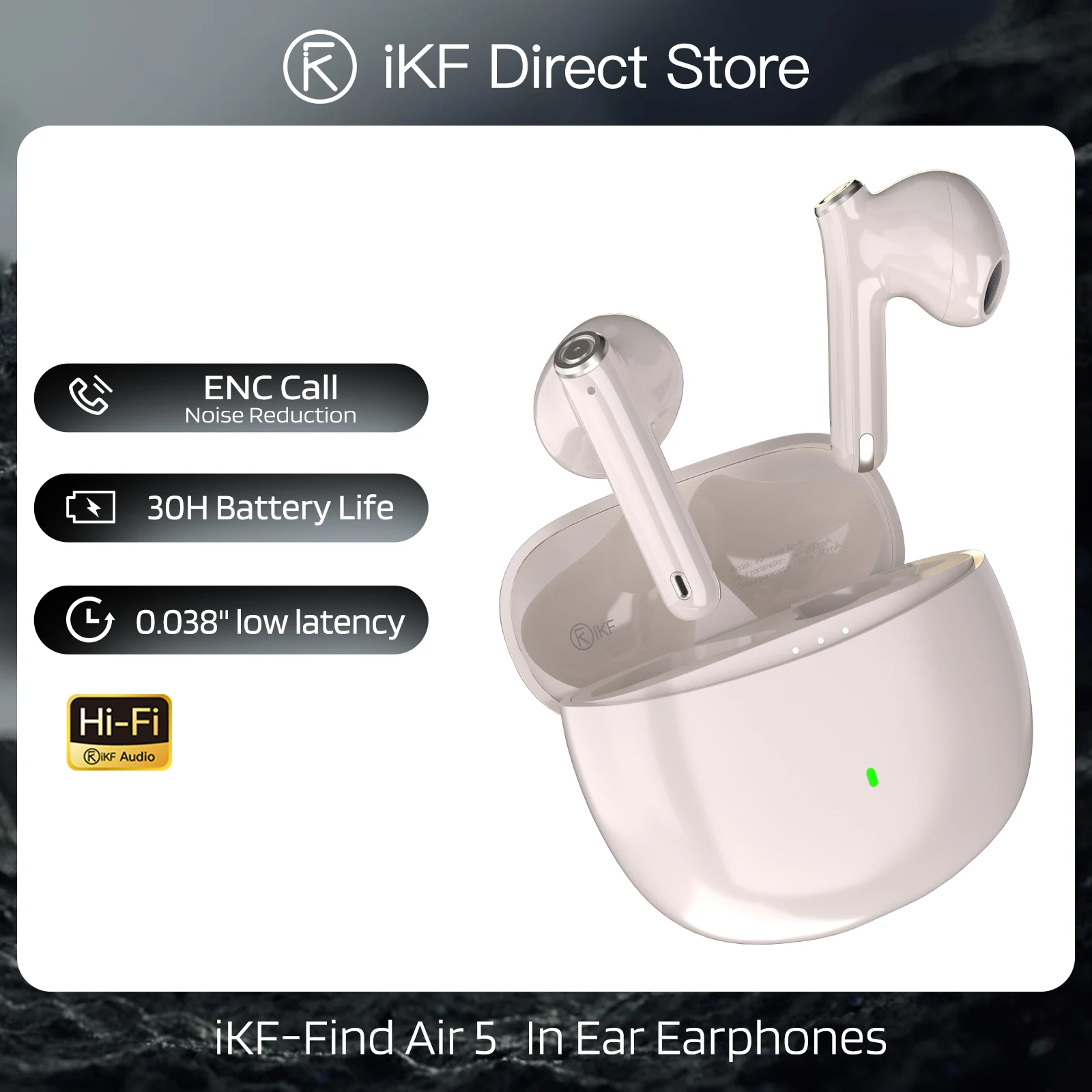 

iKF-Find Air5 True Wireless Headphones Bluetooth App Control TWS Headset IPX5 Waterproof HiFi Earphone Gaming Earbuds with 4 Mic