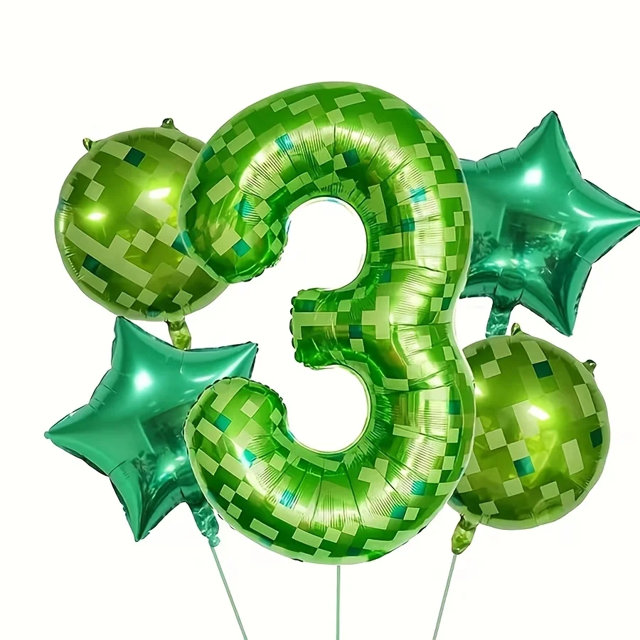 5-teiliges Set mit digitalen Ballons im Pixel-Stil, Pentagramm-Ballons, geeignet für Geburtstagsfeiern, Partydekoration, Dekoration für Jubiläen. – Detail 6