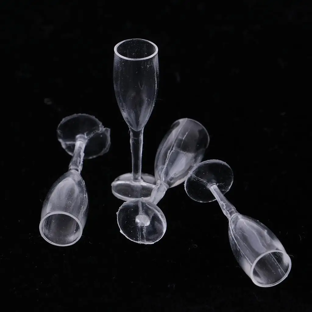 Set of 4pcs Cup Goblet Juice Glass for Dolls House Kitchen Table Decorations