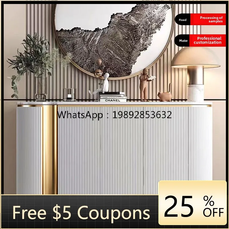 

LYY Italian Minimalist Style Entrance Solid Wood Partition Decorative Marble Dining Room Tea Cabinet Living Room Wall Storage