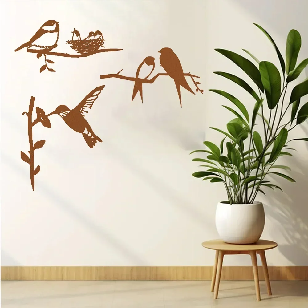 3 Pieces of Intriguing Metal Bird Wall Art - Birds on Branch for Home’s Natural Appeal