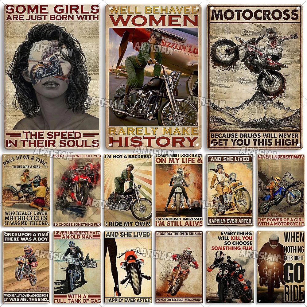 Artisan Riding Metal Plaque Motorcycle Tin Poster Motorbike Decorative Sign Wall Decor Garage Bar Pub Club Hotel Cafe Kitchen