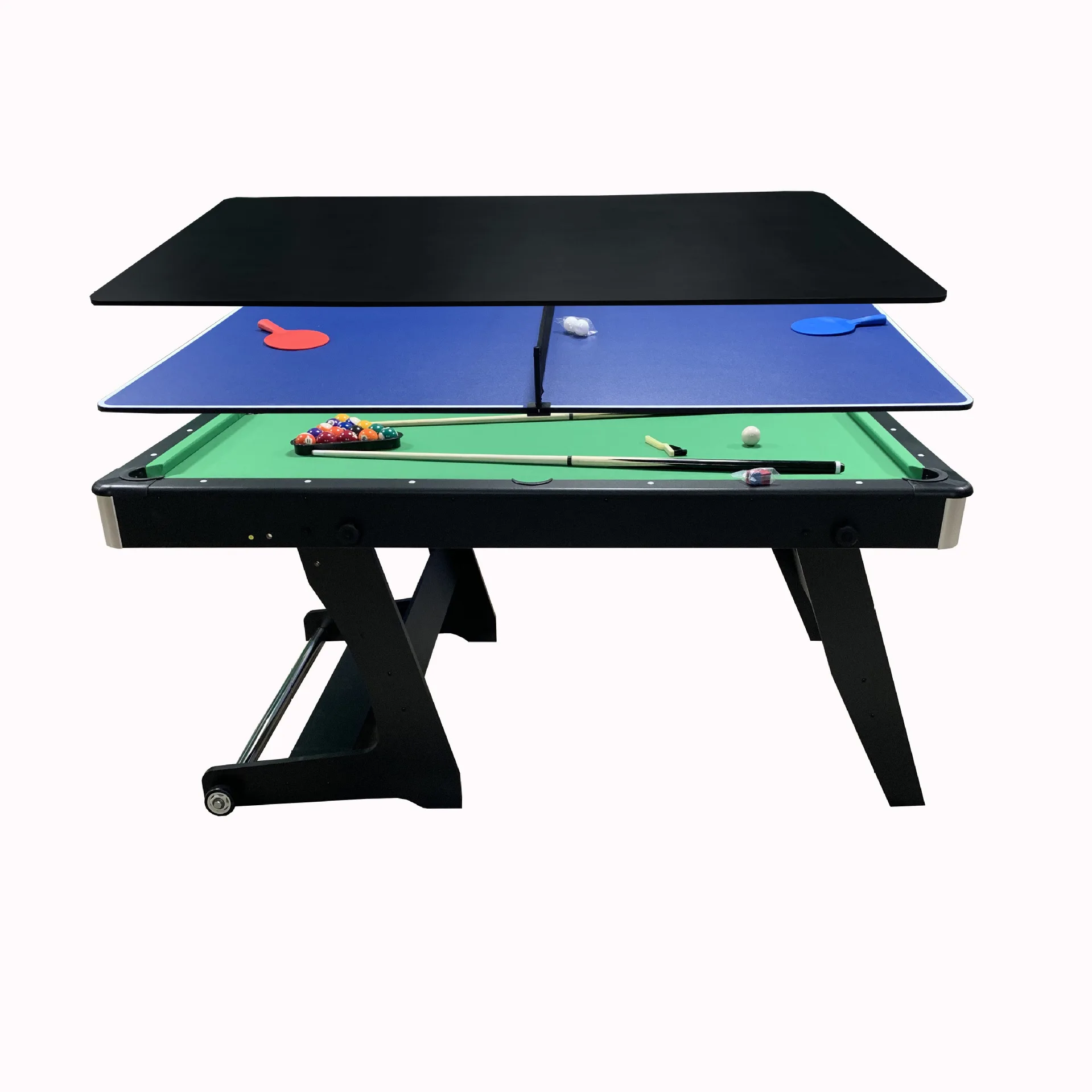 1.8 meters pool table foldable indoor adult multi-function three-in-one table tennis table with wheels entertainment