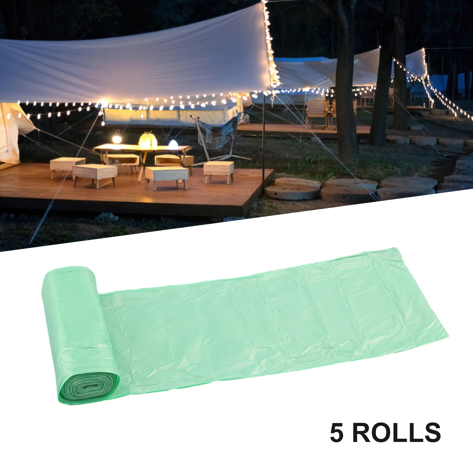 45*45cm Biodegradable Bags 5 Rolls 75 Pcs For Camping Festival Toilet Home Clean Composting Green Maximum Load 10kg PE