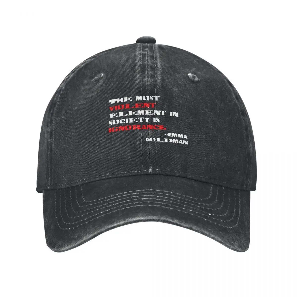 The Most Violent Element in Society Is Ignorance Emma Goldman Quote Baseball Cap Golf Cosplay Visor For Girls Men's