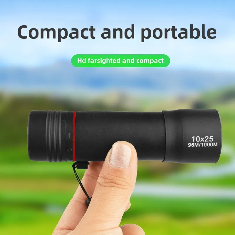 A 10x25 Telescope Monocular Outdoor High-definition High-magnification Recreational Hiking Adult Micro-vision Luminous Telescope