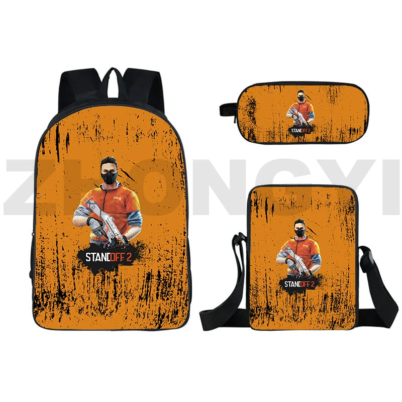 High Street Teenager Standoff 2 Backpacks 3D Shooting War Game Print Big School Back Pack for Boys 3 Pcs/Set Casual Travel Bag