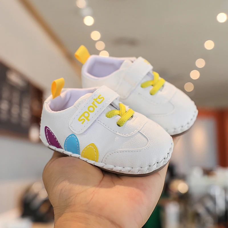 Yellow Newborn Baby Shoes Baby Boy Girl Shoes Girl Classic Bowknot Rubber Sole Anti-slip PU Shoes First Walker Toddler Shoes