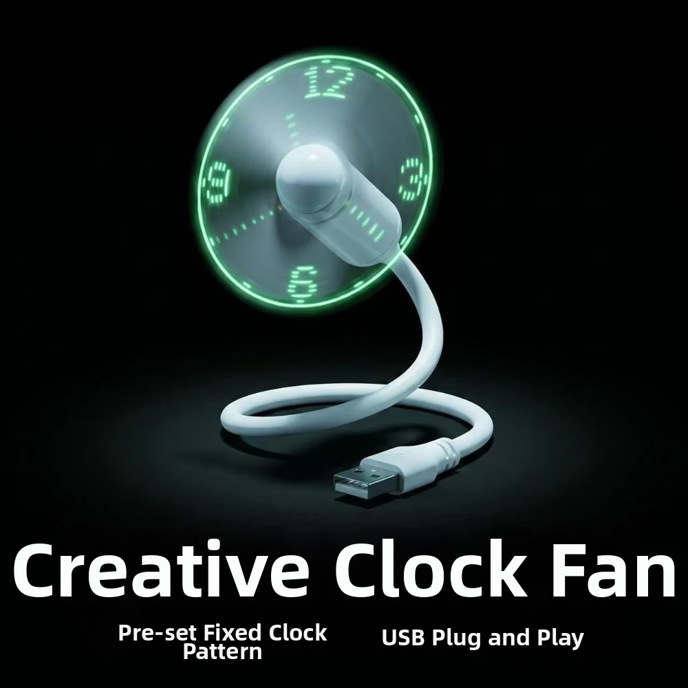 Decorative Digital Display LED Clock Fan Flashing Text Stylish Mini Fan Creative Design Novelty Fan Office Use
