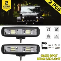 2 Pcs 6 inch 12V 48W 16 LED Light Bar Work Lamp Flood Beam Bulb Car Driving Fog Lamps For Truck Tractor Boat Trailer