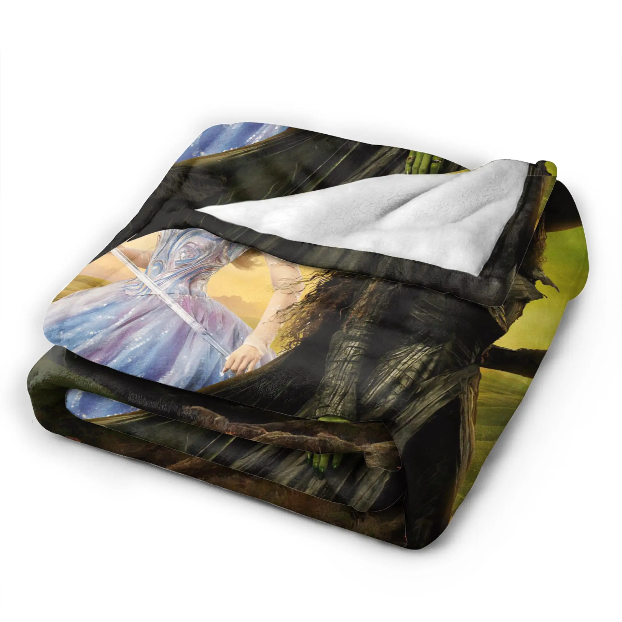 W-Wicked 2 Musical Movie Glinda Elphaba Plush Blanket Child  Flannel Throw Blanket For Couch Bed Bedspread Gift Idea