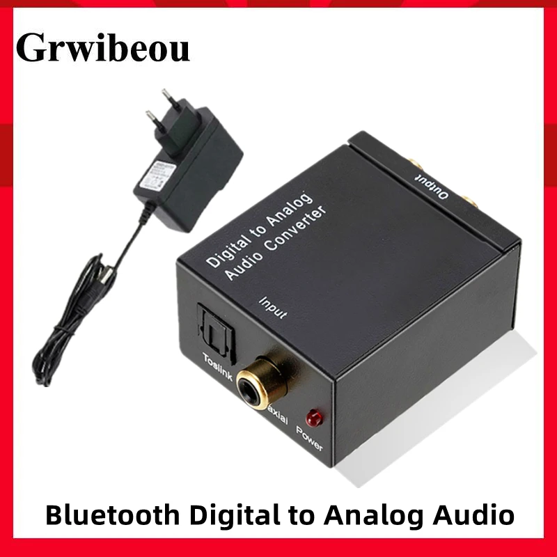 

GRWIBEOU Bluetooth Digital to Analog Audio Converter Adapter Amplifier Decoder Optical Fiber Coaxial Signal to Analog DAC Spdif