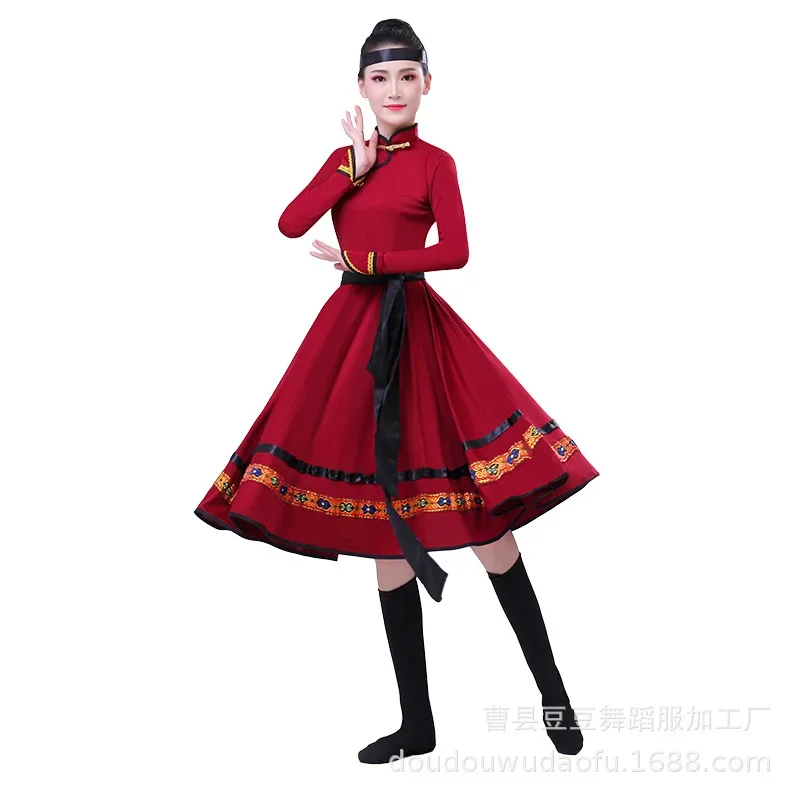 Mongolian Traditional Hanfu Clothing Classical National Costumes Tibetan Dance Costume Minority Folk Dance Costumes Stage Show