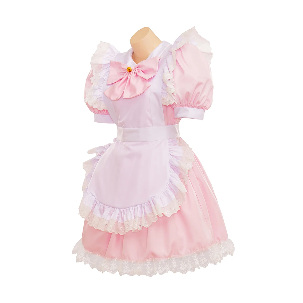 Anime Cosplay Costume Women Cute Pink Lolita Maid Dress Halloween Carnival Party Ball Gown Comic Con Uniform