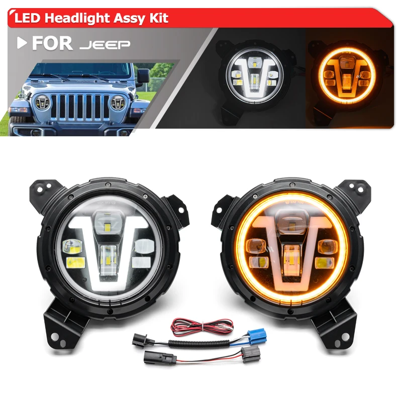 7Inch Led Headlight w/Mounting Bracket Adapters For Jeep Wrangler JL 2018-2023 Gladiator JT 2019-2021 DRL/Turn Signal/Hi/Lo Beam