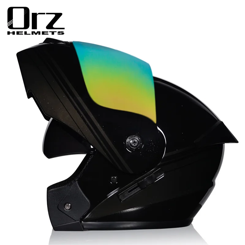 

Orz Electric Bike Helmet High Definition Dual Lens Open Face Full Face Racing Helmet Running Helmet Unisex Dual-use