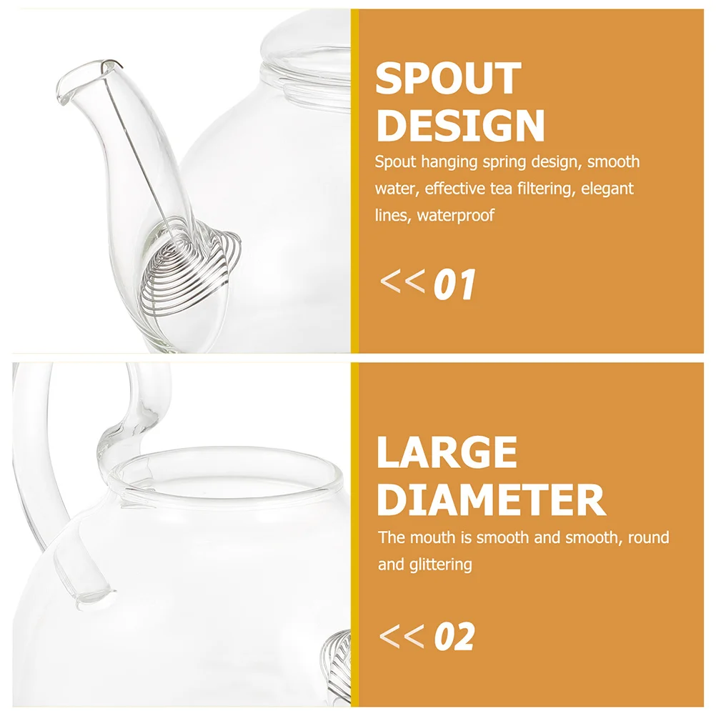 

Glass Tea Kettle Heat Resistant for Home Brewing Kung Fu Teapot Flower Tea Pot Transparent Teapot Water Heating Pot