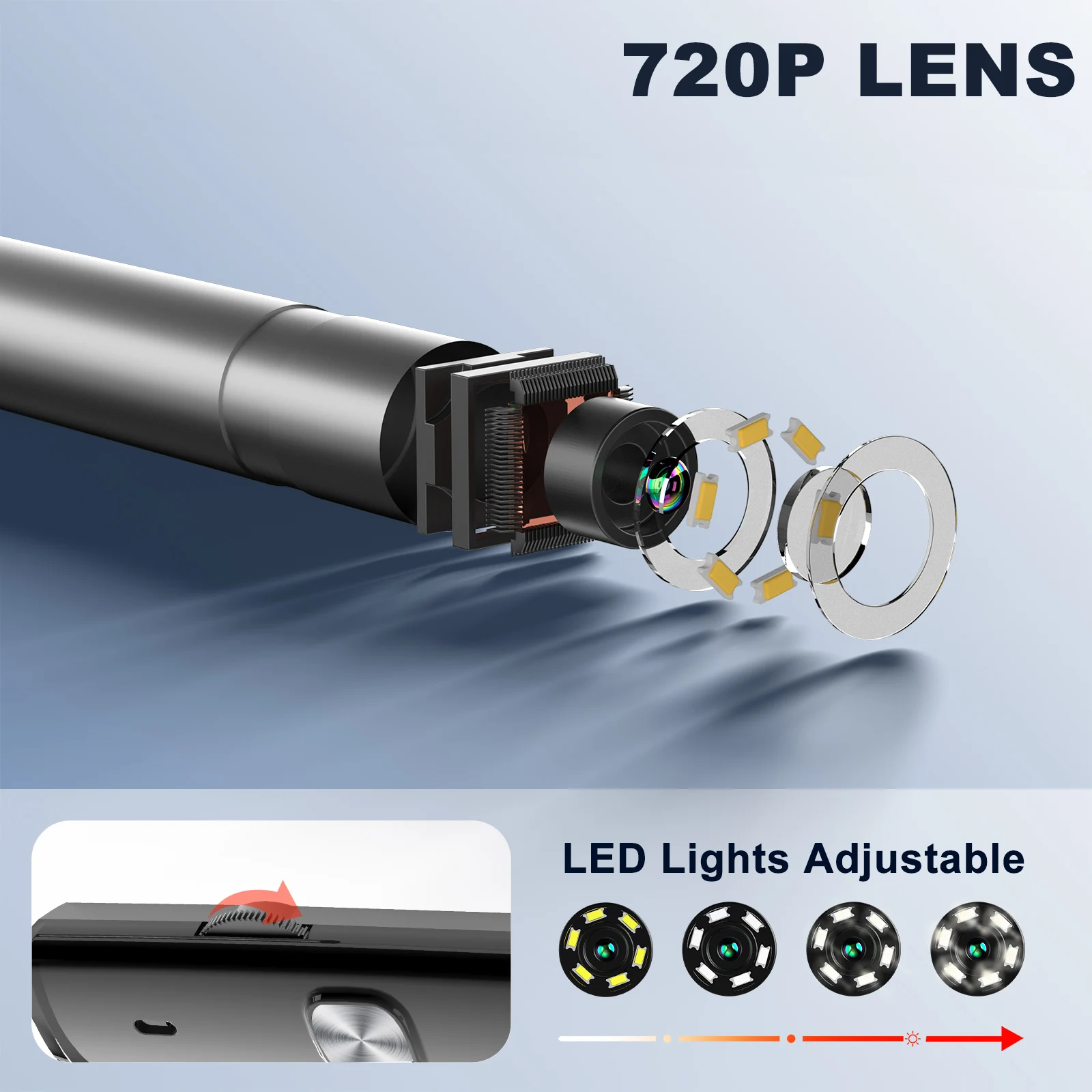 ENWOR Ultra Thin Android Endoscope Camera IP67 Waterproof 720P HD Micro USB Type-c 3in1 Rigid Cable Industrial Endoscope 3.9mm