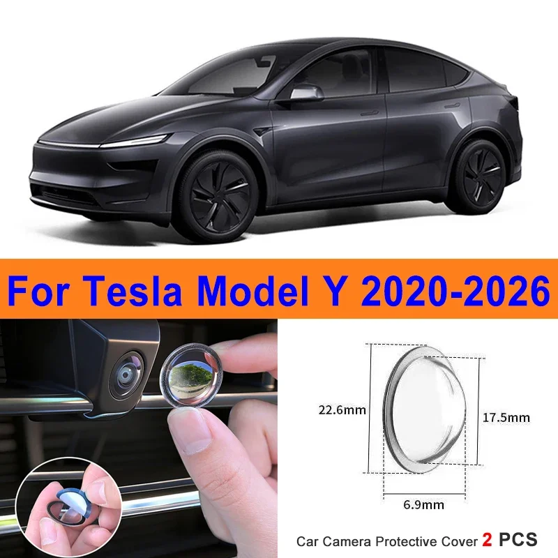 

360 Reverse Image Car Camera Cover Anti-Scratch PC Lens Protector Stickers For Tesla Model Y 2020-2026 2Pcs