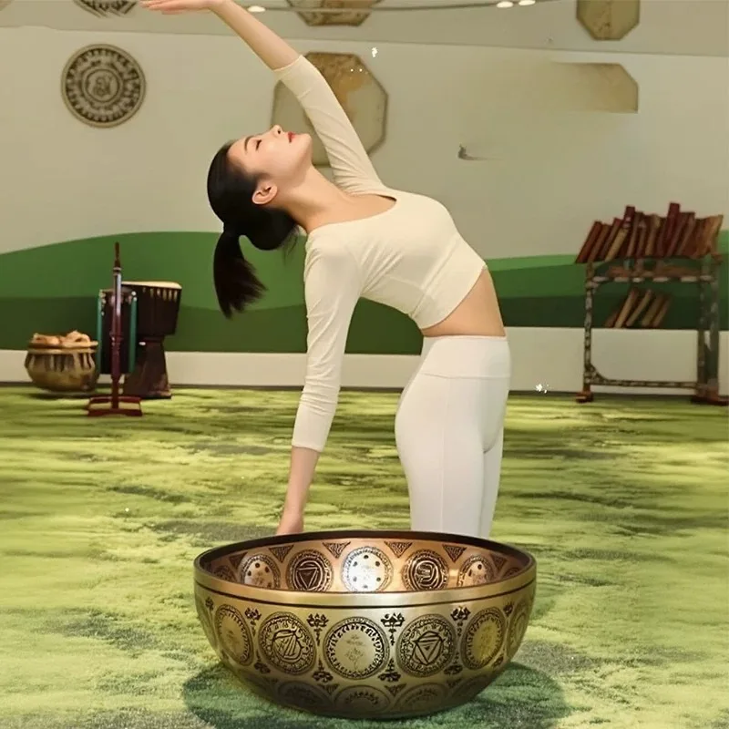 Large Brass Singing Bowl Nepal Handmade Singing Bowls Meditation Healing Sound Bowls Relaxation Musical Instruments Percussion