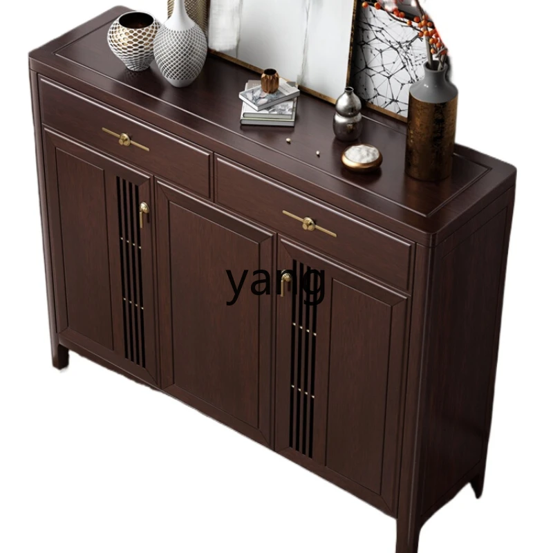 

C X New Chinese Style Solid Wood Shoe Cabinet Home Doorway Hallway Large Capacity Balcony Storage Locker